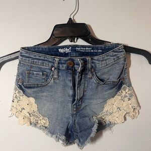 Mossimo Supply Co. Blue and Cream High Waist Shorts